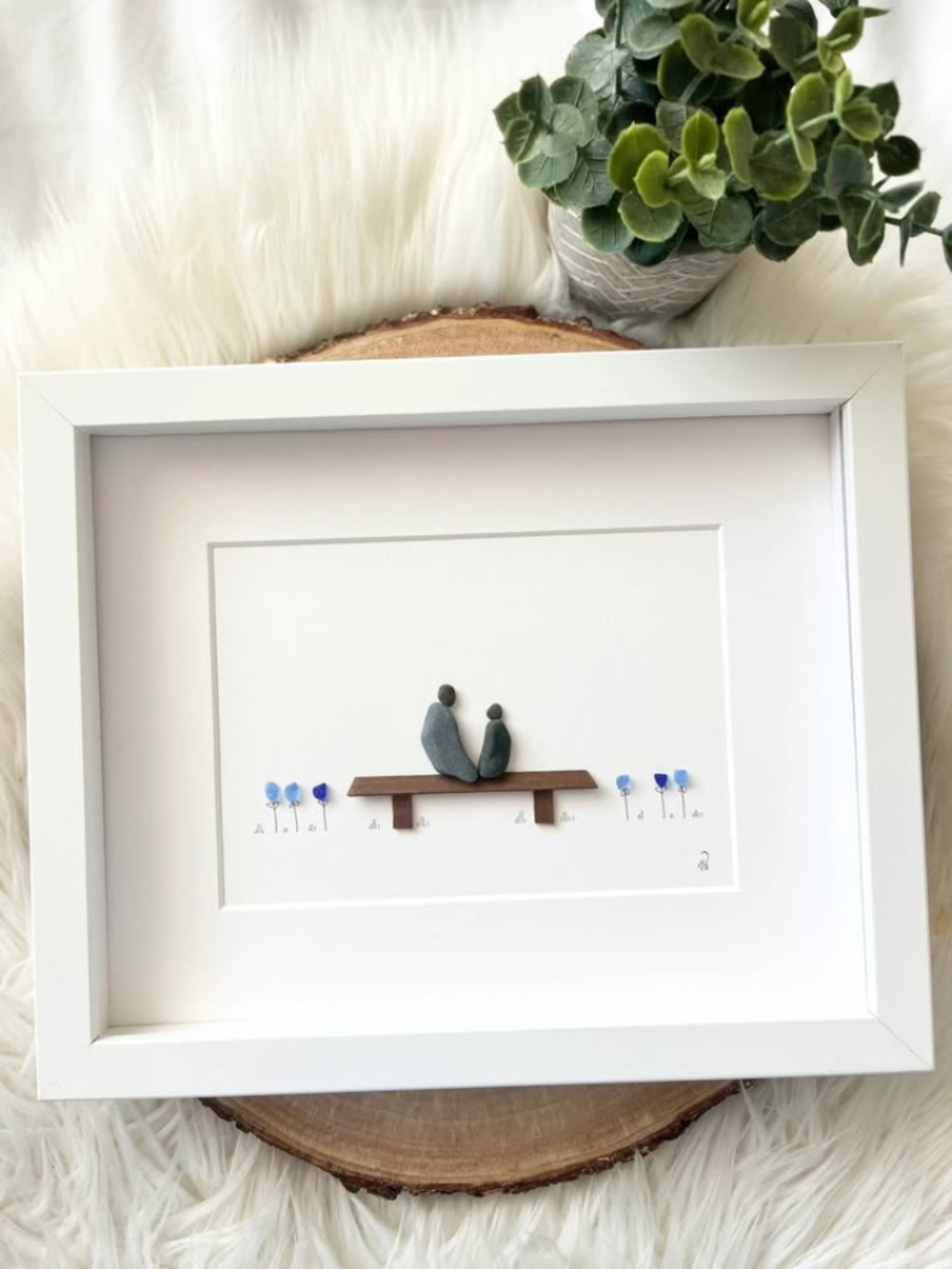 Minimalist Sea Glass and Pebble Art Nautical Wall Decor